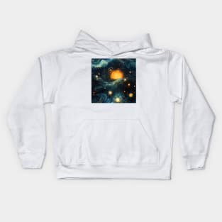 Van Gogh Starry Night Outer Space Pattern 10 Kids Hoodie